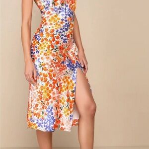 Floral Multicolor Halter Midi Dress